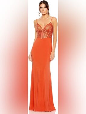 Mac Duggal Sunset Siren Rhinestone Corset Gown NWT Size 0